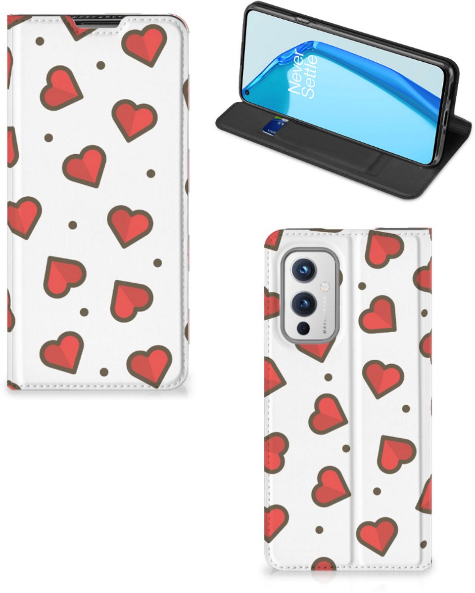 OnePlus 9 Hoesje met Magneet Hearts