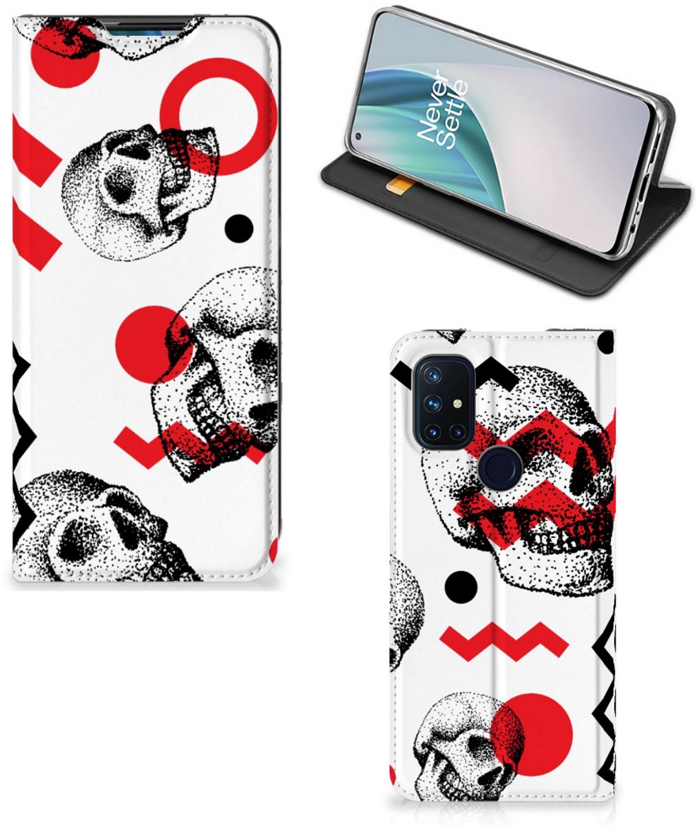 Mobiel BookCase OnePlus Nord N10 5G Skull Red