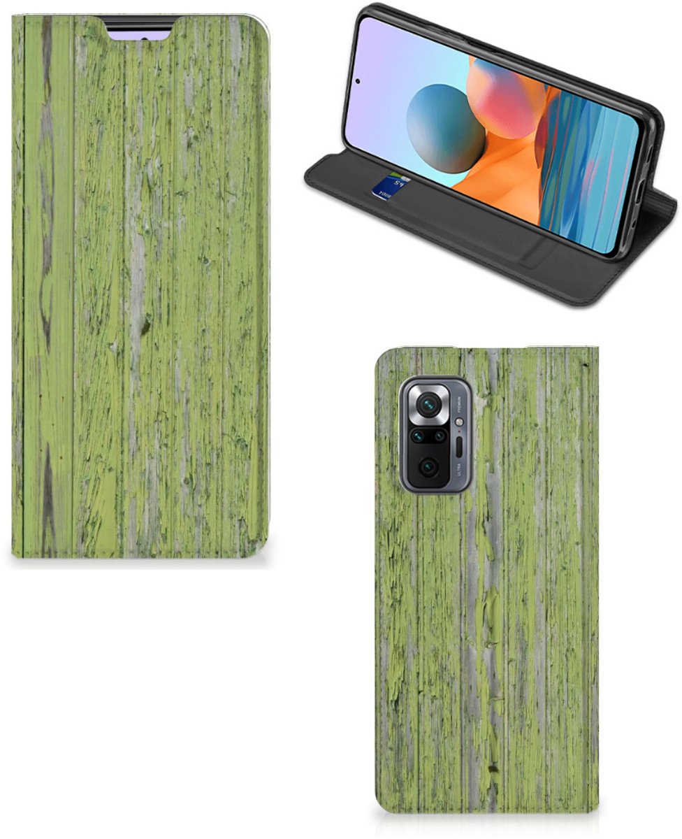 Xiaomi Redmi Note 10 Pro Book Wallet Case Green Wood