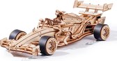 Robotime Racing Car – 3D Houten Mechanische Racewagen – 247 Onderdelen - 29 x 10,5 x 7,6 cm