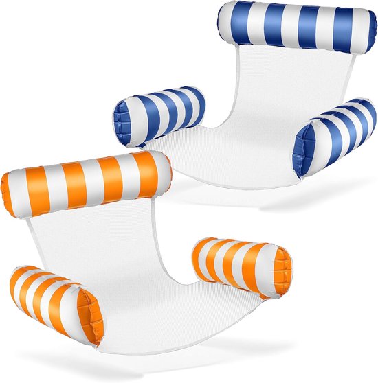 Waterhangmat - 2 stuks - Luchtbed - Hangmat - Water Stoel - Luchtmatras Zwembad - Waterspeelgoed - Lekker Dobberen in het Water - 120x105cm