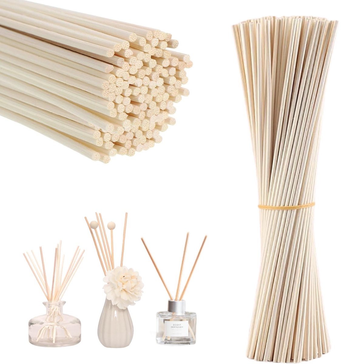 NTHProducts - Diffuser Rods - Rattan Sticks - Natuurlijke geurverspreiding - Originele houtkleur - Ruimtesfeer - Aromatische ervaring - Geschikt voor e...