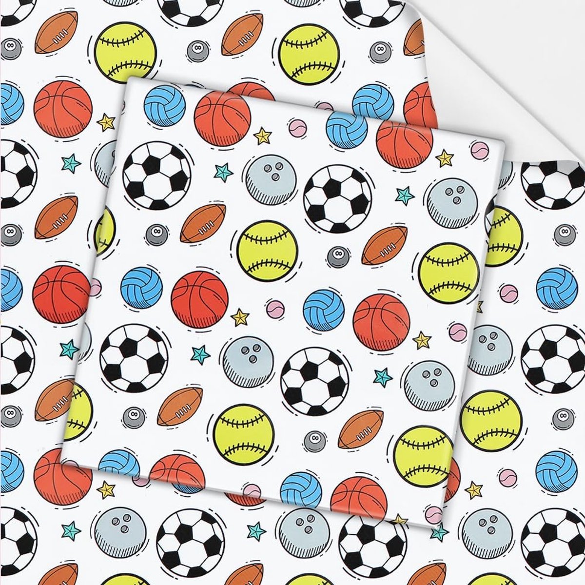 NTHProducts - Sport Cadeau Inpakpapier - 4 Vellen - Luxe Papier - 50x70cm - Voor Jongens en Mannen - Sportthema - Geschikt voor Verjaardag en Feestdagen