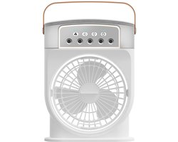 Draagbare mini-airconditioning, 4-in-1, mini-ventilator met waterkoeler, stil, ventilator, verdamping zonder slang, oplaadbaar, luchtbevochtiger type C met timer (wit)