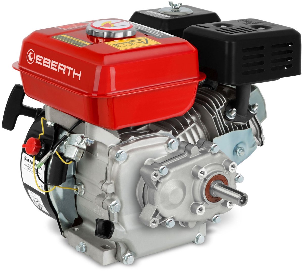 EBERTH 6,5 pk 4,8 kW benzinemotor, stationaire kartmotor met reductietandwielkast 2:1, benzinemotor met as van 20 mm Ø, oliepeilbeveiliging, 4-takt, 1 cilinder, cilinderinhoud 196 cc, aandrijfmotor met versnellingsbak