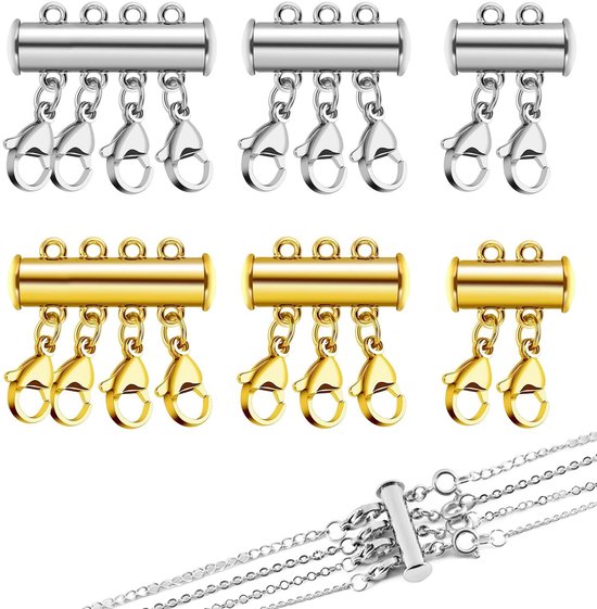 Fermoirs magnétiques pour colliers - Lot de 6 - Séparateur double et triple pour la création de bijoux