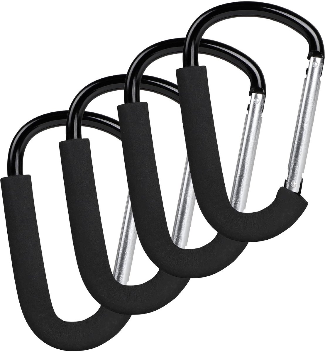 MTTProducts - Universele Kinderwagen Haak - Multifunctionele Carabiner Haak - Hoge Sterkte en Duurzaamheid - Assorted Pack van 4 - Handig voor Ouders -...