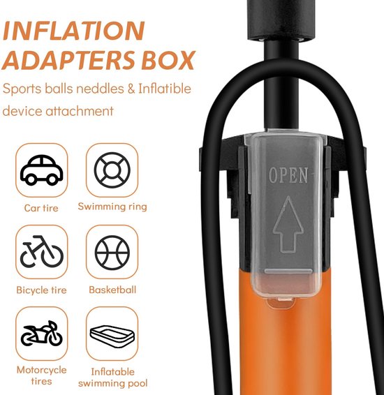 MTTProducts - Fietspomp - Handpomp met drukmeter - Compact en gebruiksvriendelijk - Ideaal voor fiets, ballonnen en meer - Voor onderweg - 1 stuk — afbeelding 4