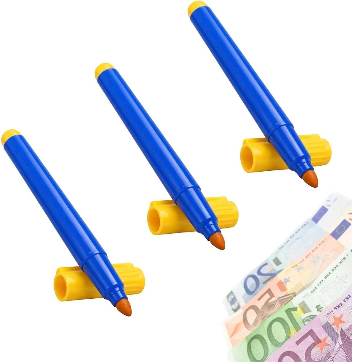 3 Stuks Valse Geldmarkeerders, Draagbare en Flexibele Pen voor Geldcontrole van Euro, Dollar en Britse Pond