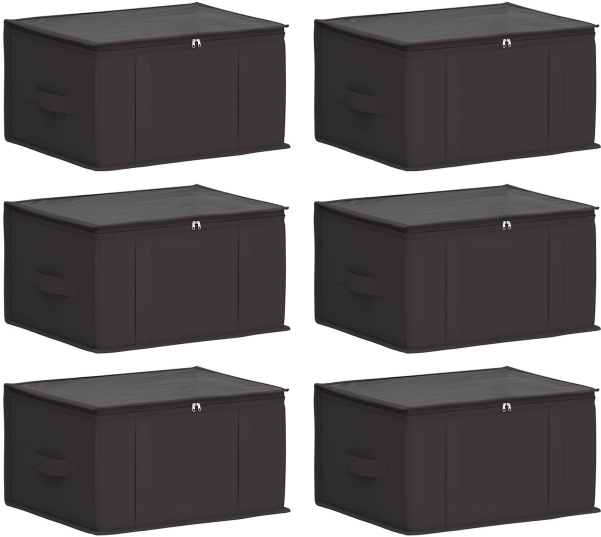 vidaXL - Opbergdoos - met - transparant - bovenraam - 6 - pcs - Antracietkleurig