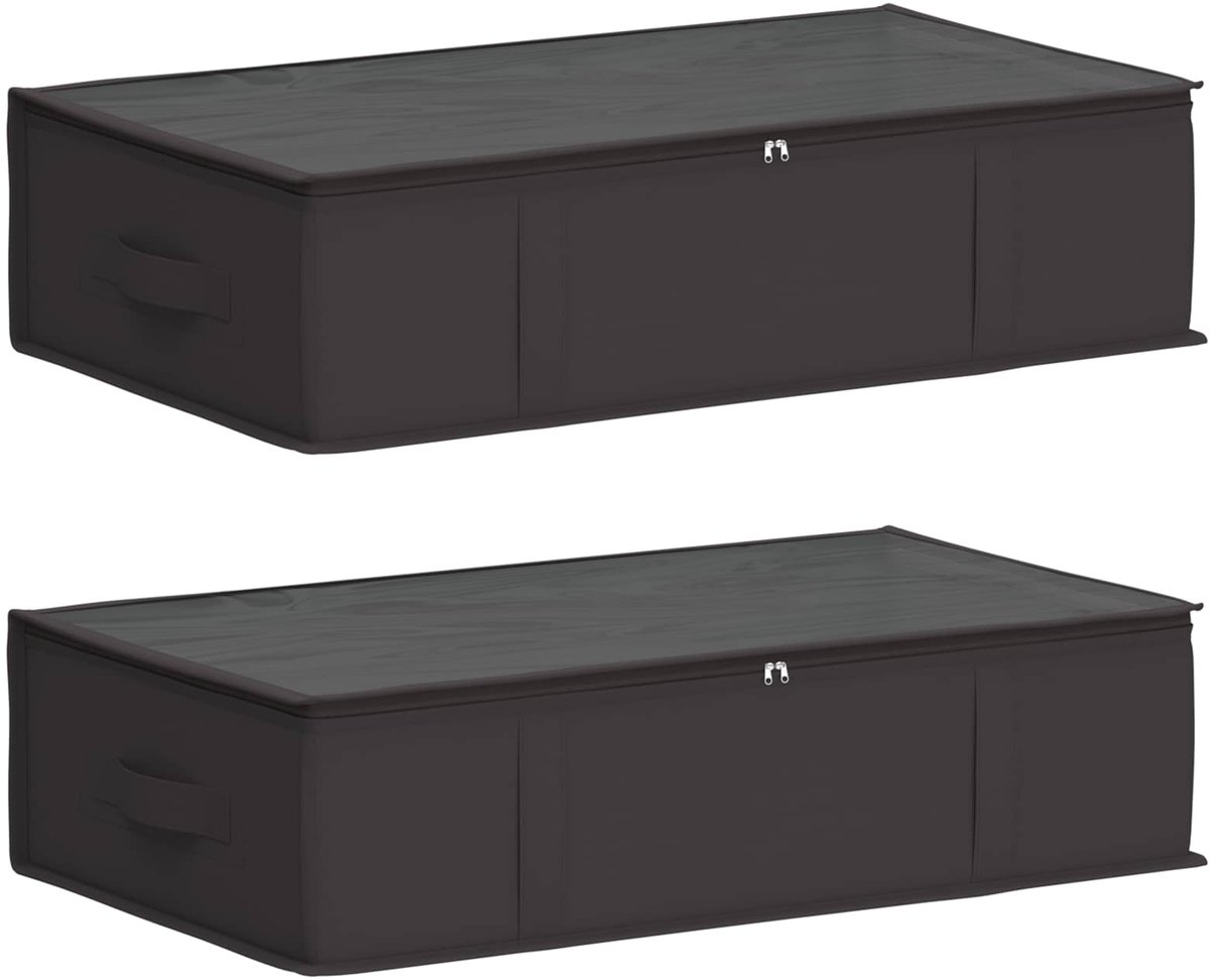 vidaXL - Opbergdoos - met - transparant - bovenraam - 2 - pcs - Antracietkleurig