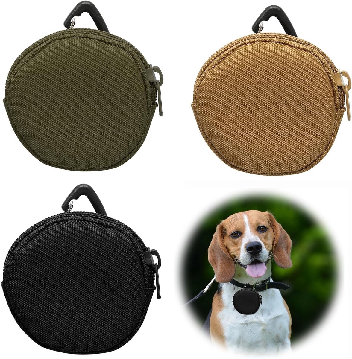 Kleine Honden Snackzakken - 3 Stuks, Ideaal voor Training, Voeding en Wandelen met Rits en Carabiner