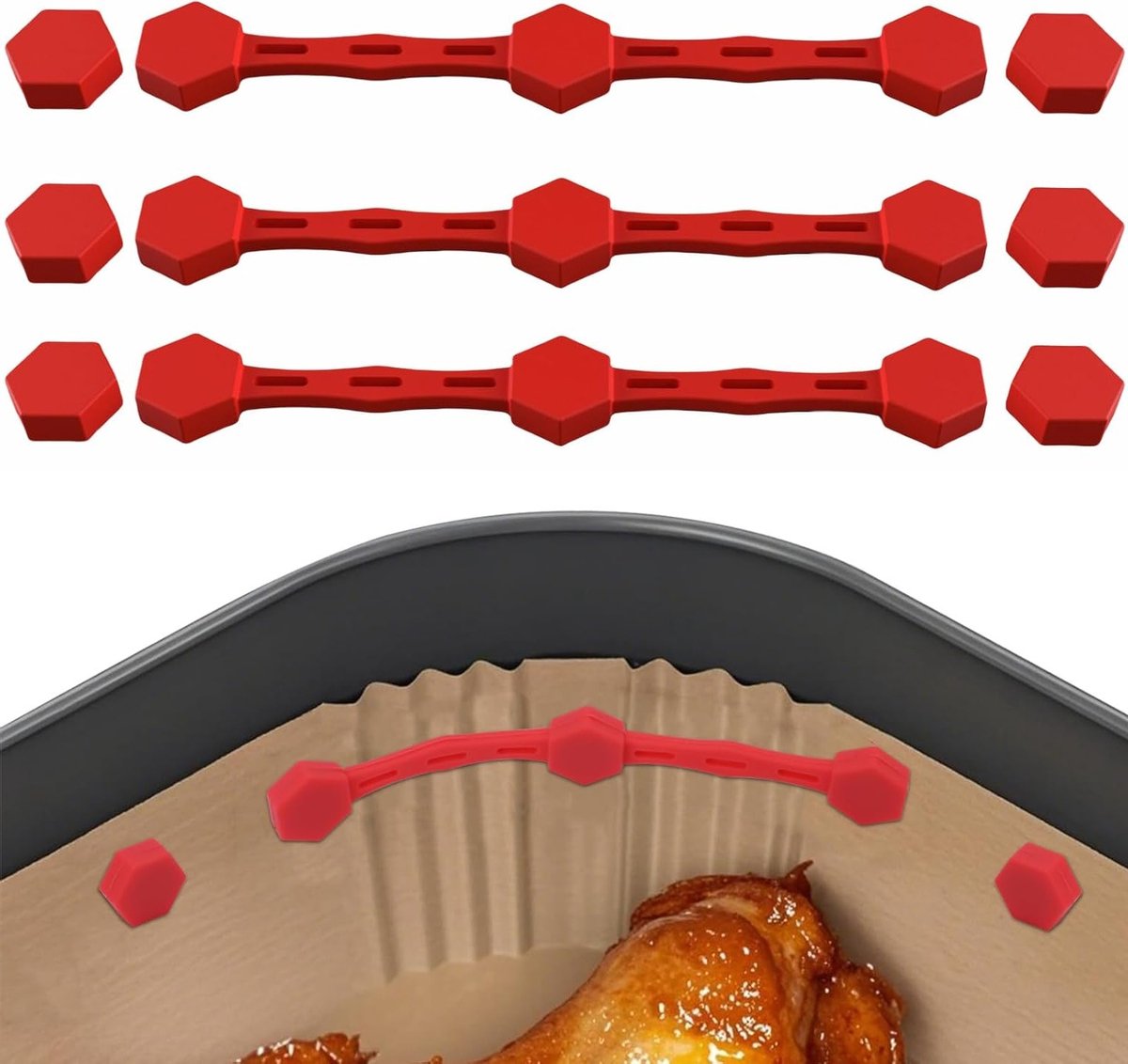 3 Stuks Magnetische Siliconen Clips voor Airfryer - Ideaal voor Bakpapier en Koken