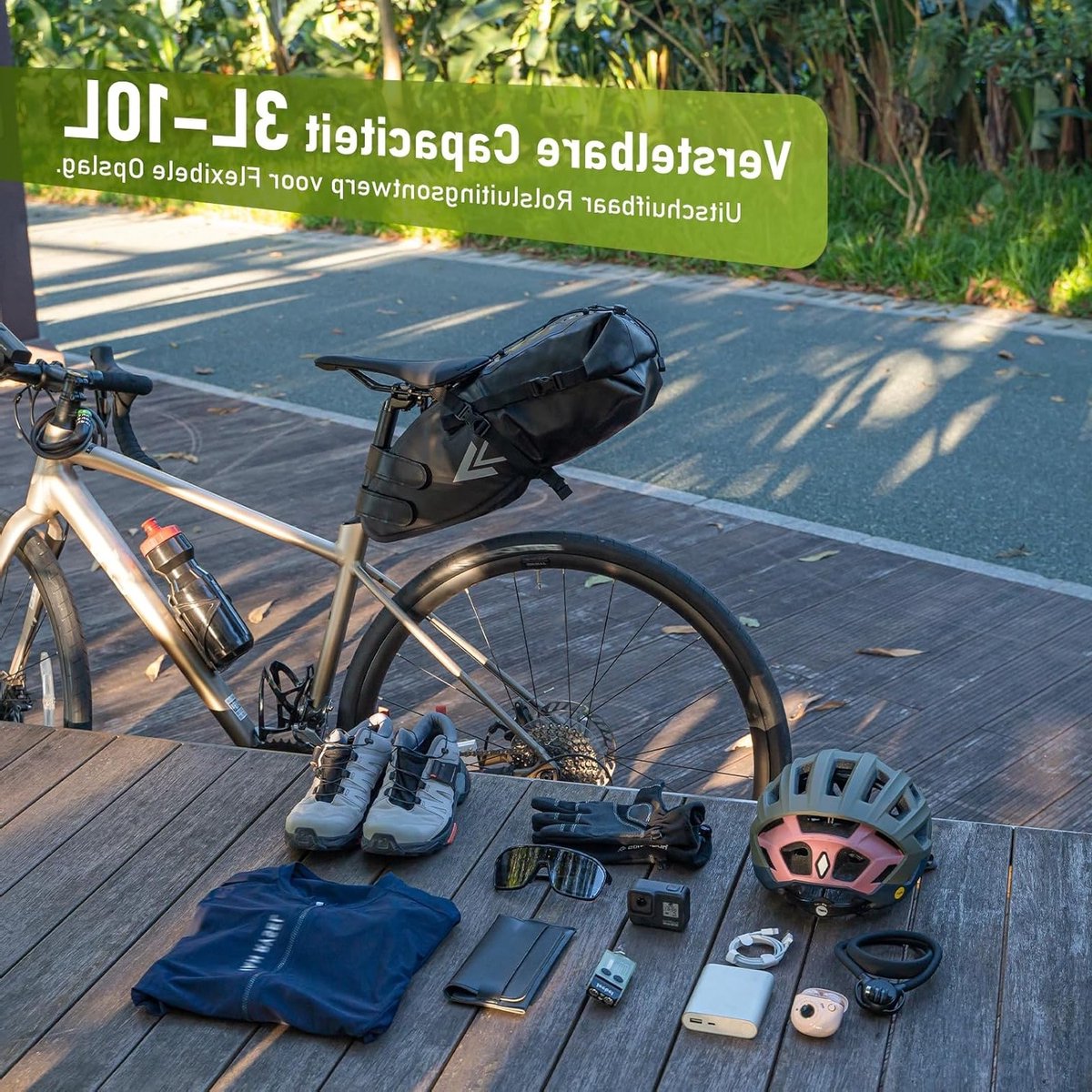 10 liter Waterdichte Zadeltas voor Racefiets en Mountainbike - Bevestiging aan Zadelpen