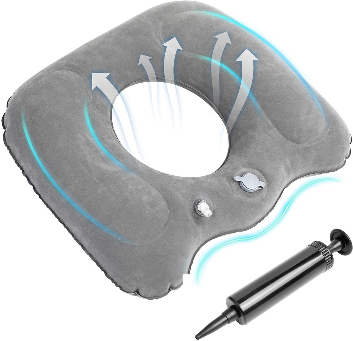 Seb3 - Orthopedisch Kussen - Ergonomisch - Luchtgevuld - Donut Kussen - Reis Kussen - Geschikt voor Kantoor - Zacht en Ademend