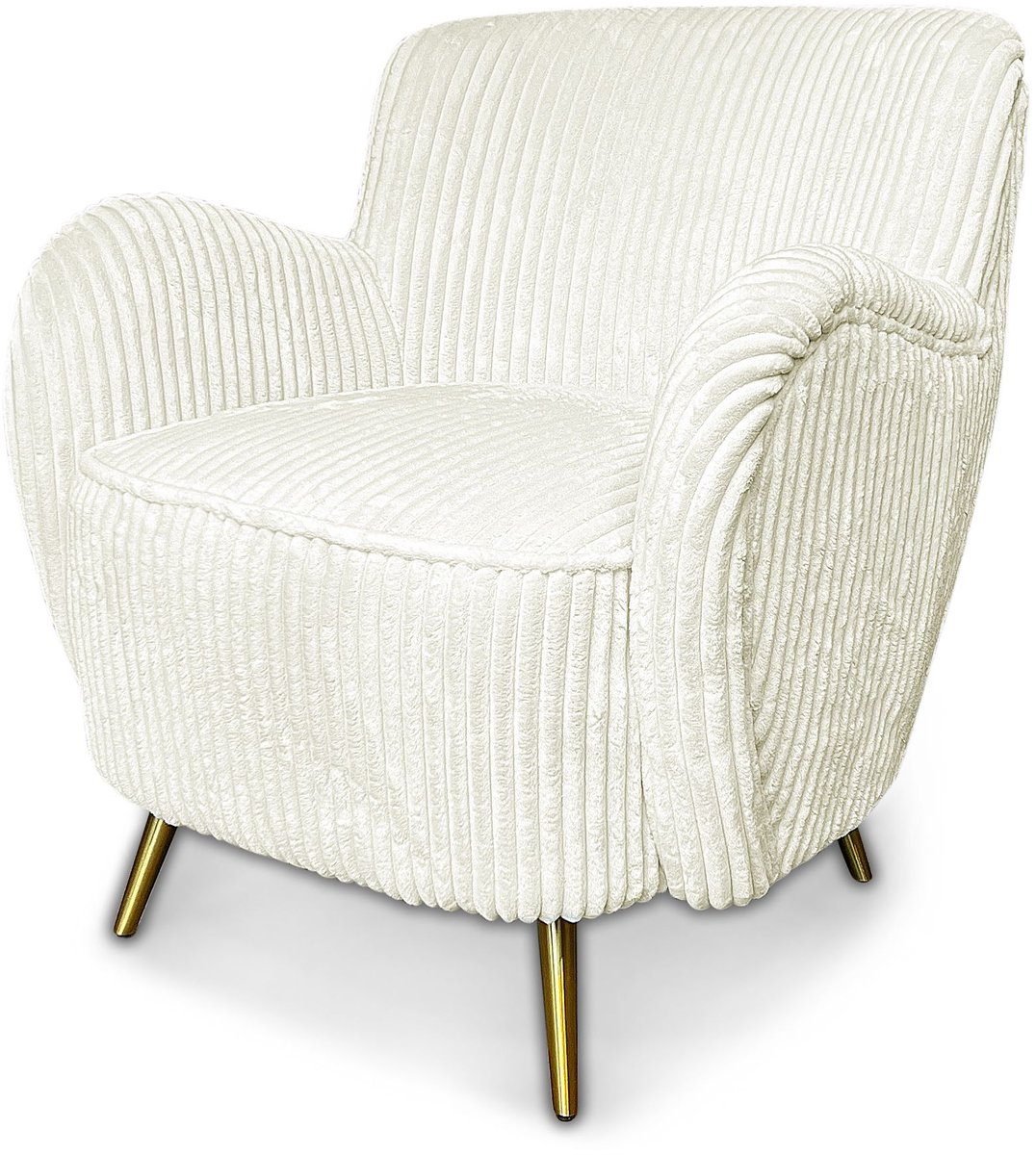 Sleepking - Fauteuil Moon - 100% linnen - Crème - Brass Goud Poten
