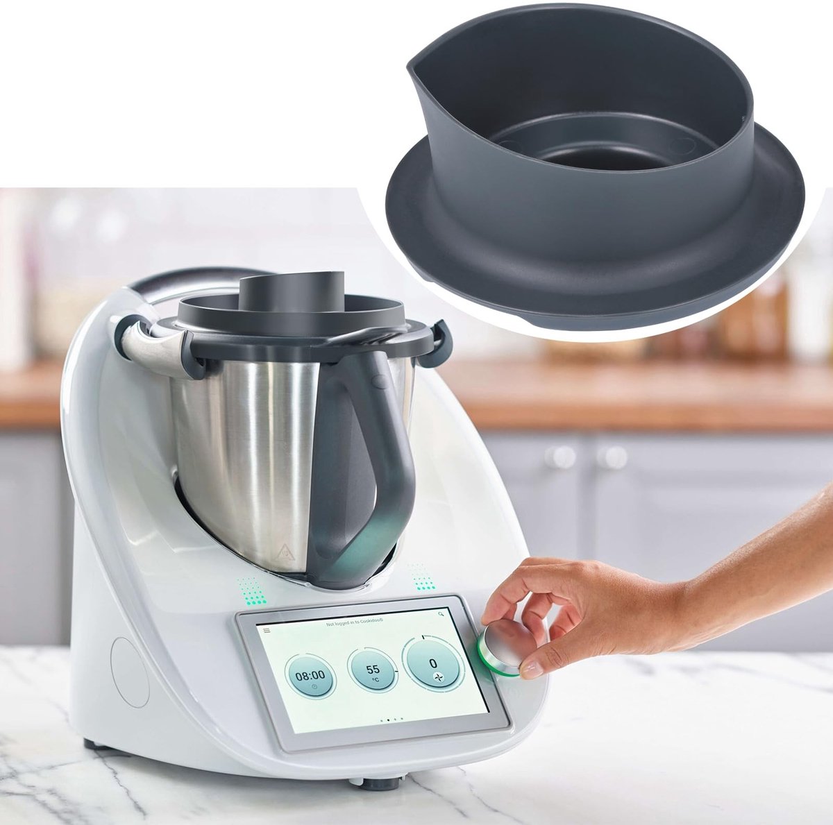 Seb3 - Maatbeker - Thermomix Accessoire - Perfecte metingen - Grijs - Blender Maatbeker - Vaatwasmachinebestendig - Geschikt voor TM6/TM5 - Grijs