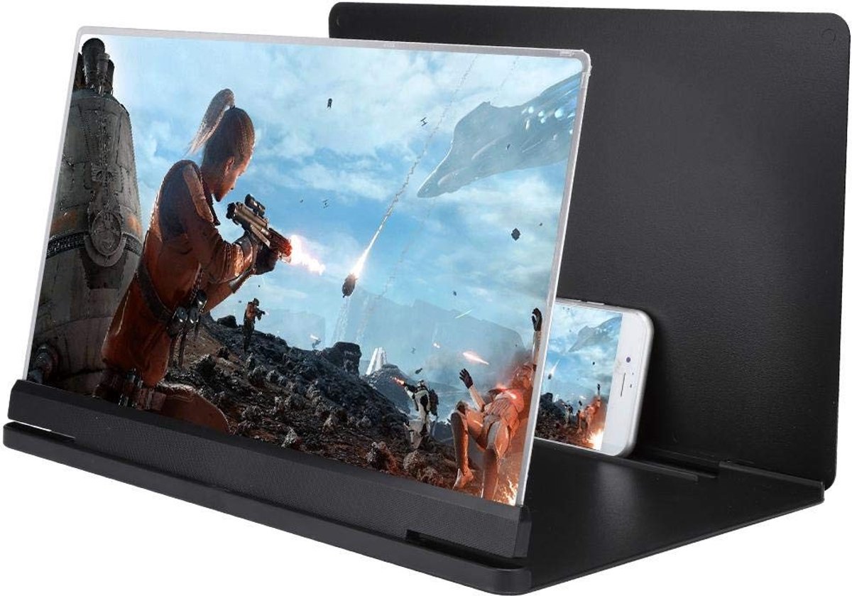 Shopcentral - Smartphone Magnifier - 18x Vergroting - 3D Visuele Beleving - Zwart - Mobiele Telefoon Vergroter - Geschikt voor alle smartphones - 14 inch