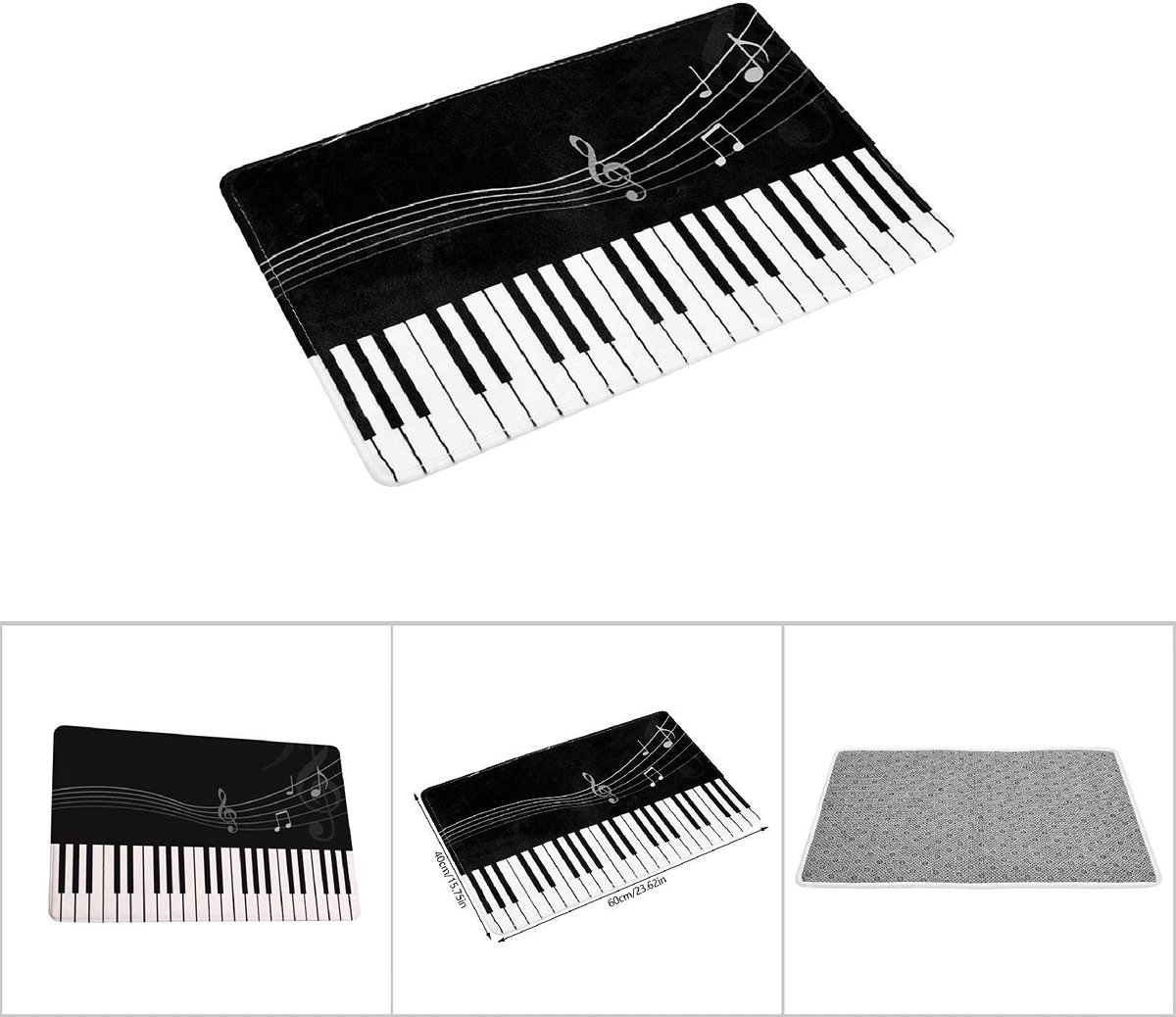 Byshayne - Badmat - Waterabsorberend - Non Slip - 40x60 cm - Musikaal Motief - Perfect voor Badkamer en Keuken - Comfortabel en Veilig