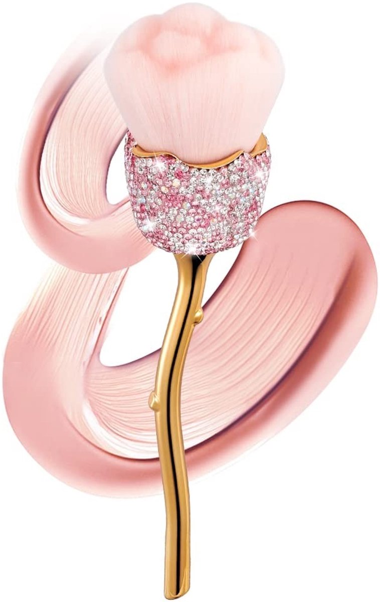 MTTProducts - Makeup Brush - Glitter - Luxe rozenvorm - Roze - Poeder- en foundationkwast - Geschikt voor gezichtsmakeup - Reizen