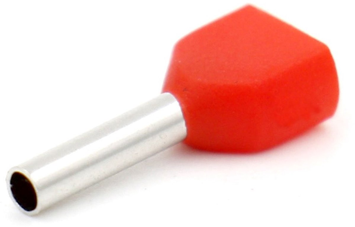 Byshayne - Twin Crimp - Twin Cord End Terminals - 1000 stukjes - Rood - 20 x 2 - Ideaal voor elektrische aansluitingen