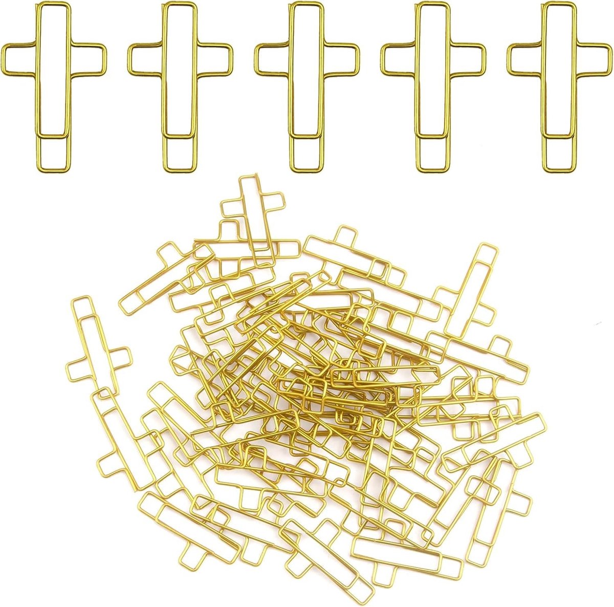MTTProducts - Gouden Kruis Paperclips - Bijbelstudie Accessoires - Set van 50 Stuks - Duurzaam en Stijlvol - Perfect voor Kantoor en Thuis - Ideaal als...