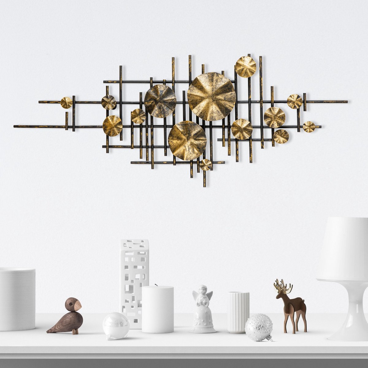 Wallity Wanddecoratie - Metaal - Modern Design - 113x44 cm - Zwart