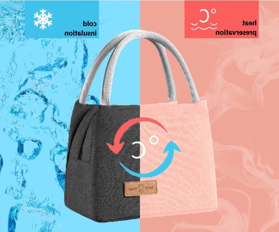 Lunchtas - Koeltas - Koeltassen - Lunchzak - 27x16x19 cm - 8 Liter - Draagbare Lunchzakken - Handvat Riem - Lunch / Blikjes - Koeltas voor Heren en Dames - voor Werk School Picknick - Zwart van Merkloos — afbeelding 2