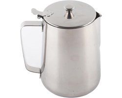 Roestvrijstalen Melkopschuimer met Deksel voor Latte Art - Ideaal voor Koffie, Cappuccino en Espresso (600ml)
