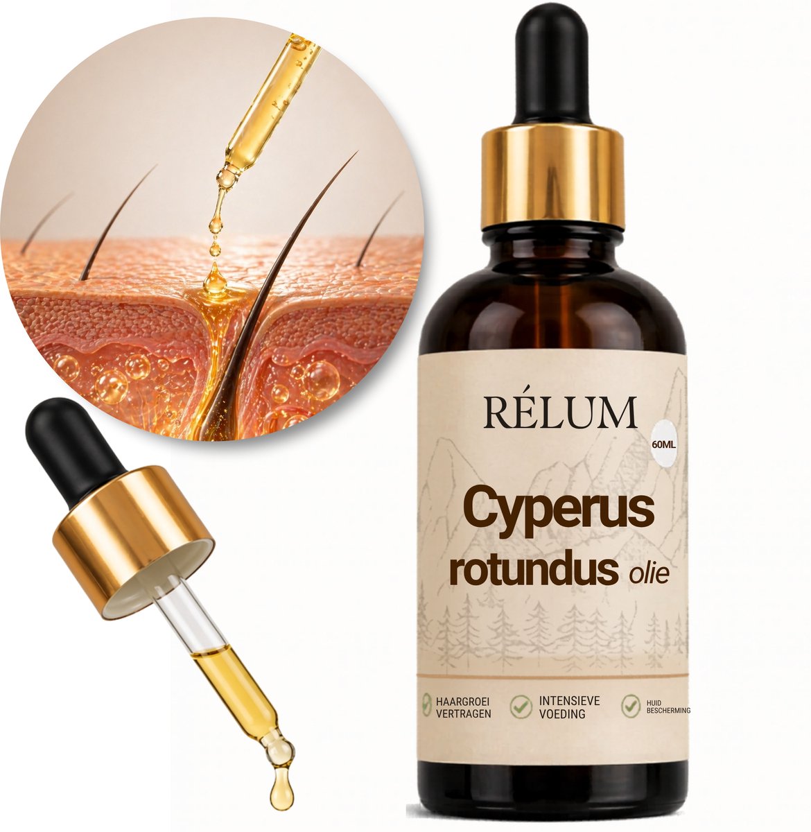 Rélum Cyperus Rotundus Olie 60 ml – Antihaargroei Oil – Ontharingscreme – Ontharing - Hair Removal Cream