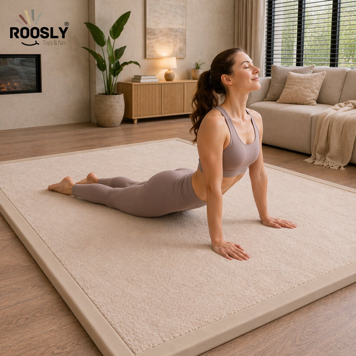 Roosly Speelmat Baby Sand Beige 150x200cm - Fluweel & Traagschuim thumbnail 5