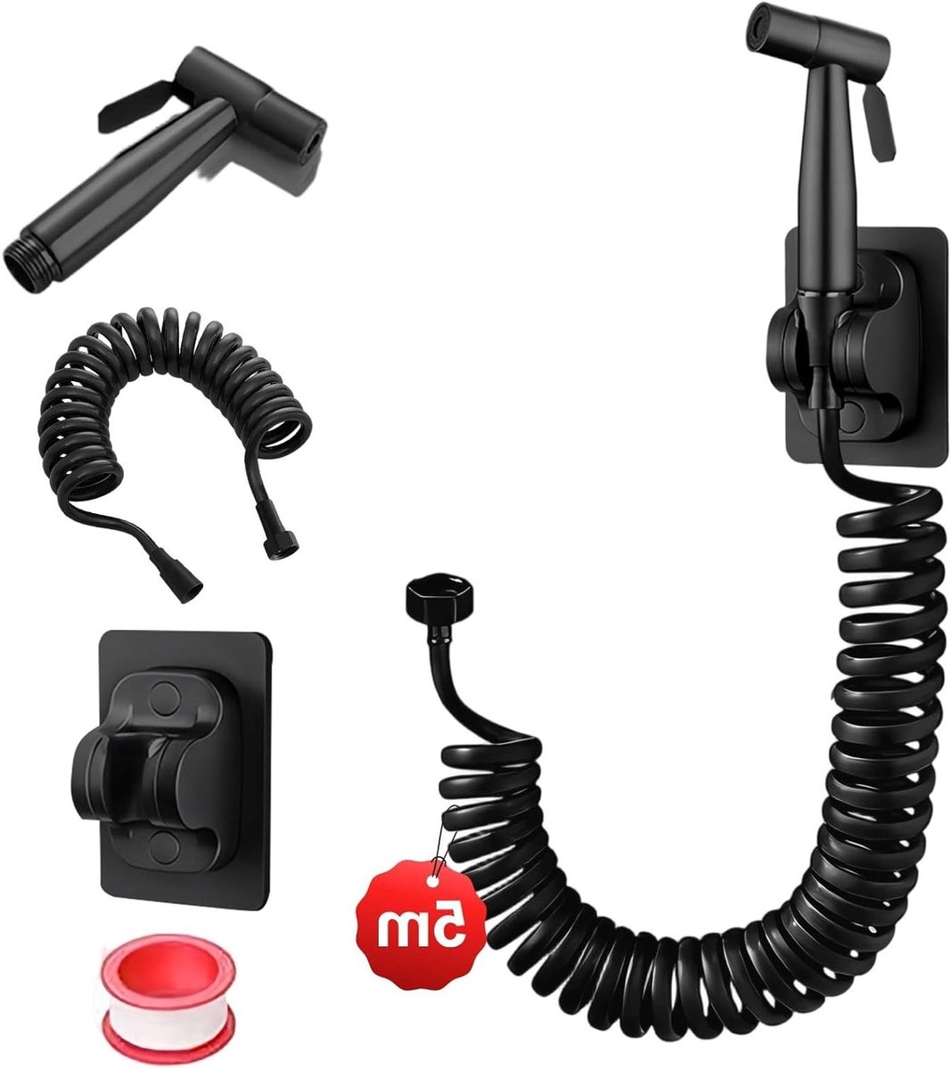 304 RVS Toilet-Pressure Spray Gun - Bidet Sprayer met 5 m PE Slang voor Badkamer en Keuken, Handdouche voor Hygiënisch Gebruik