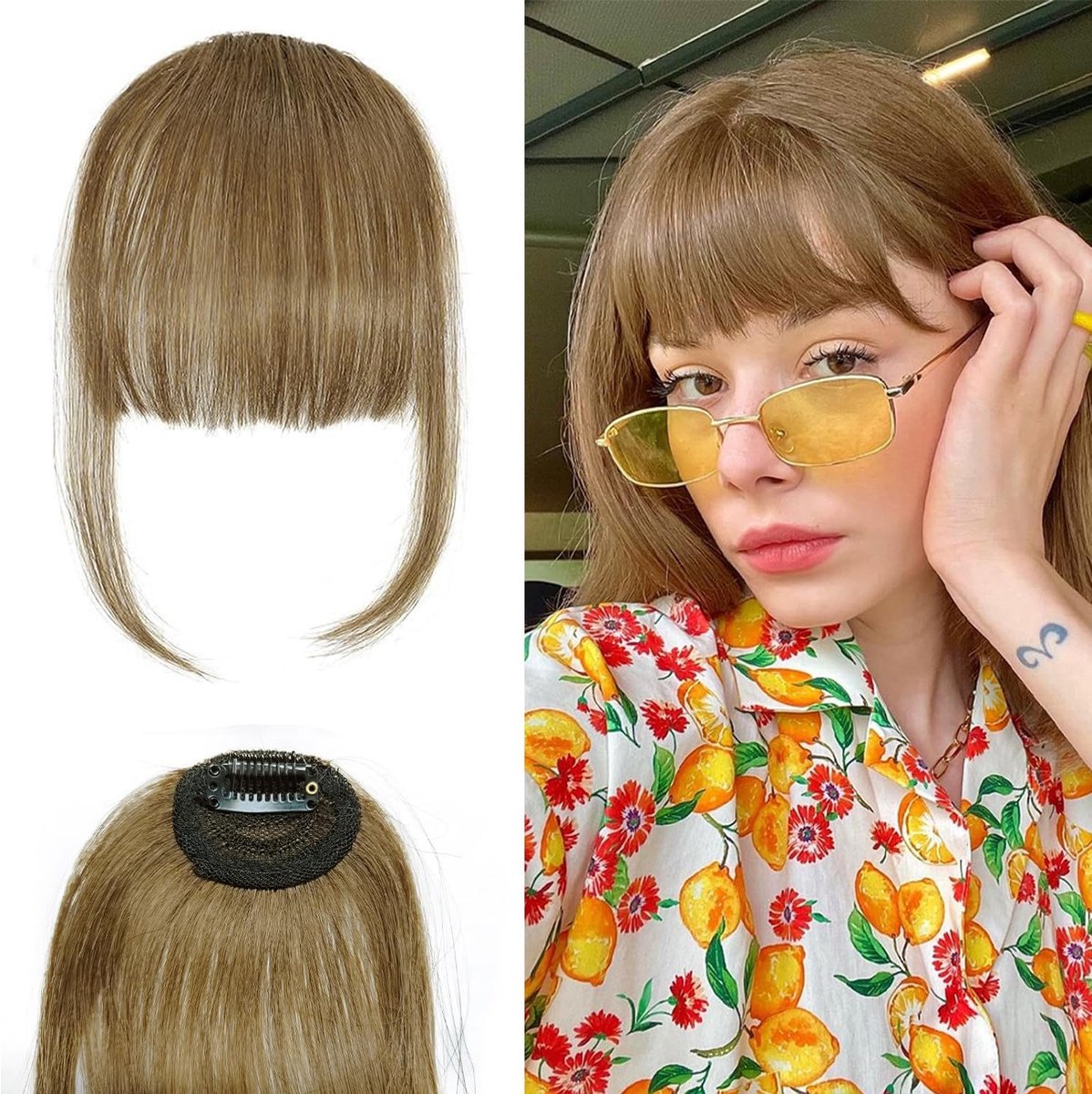 Natuurlijke Clip-in Pony voor Vrouwen - 100% Echte Mensenhaar met Lichte Bruine Kleur, Ideaal voor een Mooi en Verfrissend Uiterlijk
