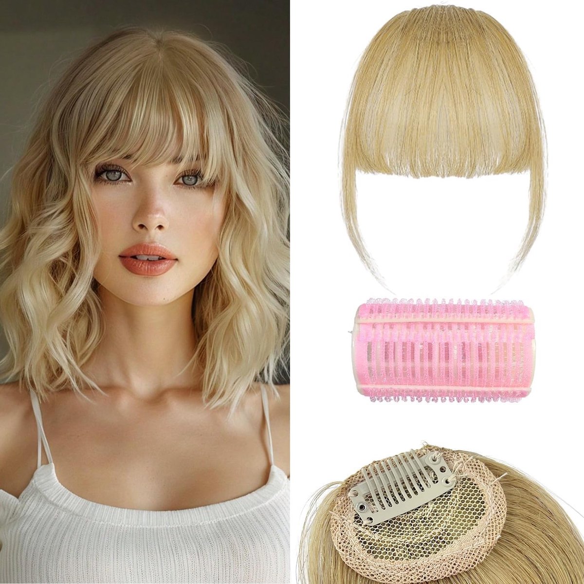 Natuurlijke Clip-in Pony voor Vrouwen - 100% Echte Mensenhaar met Luchtige, Gebogen of Slaperige Look in Asblond