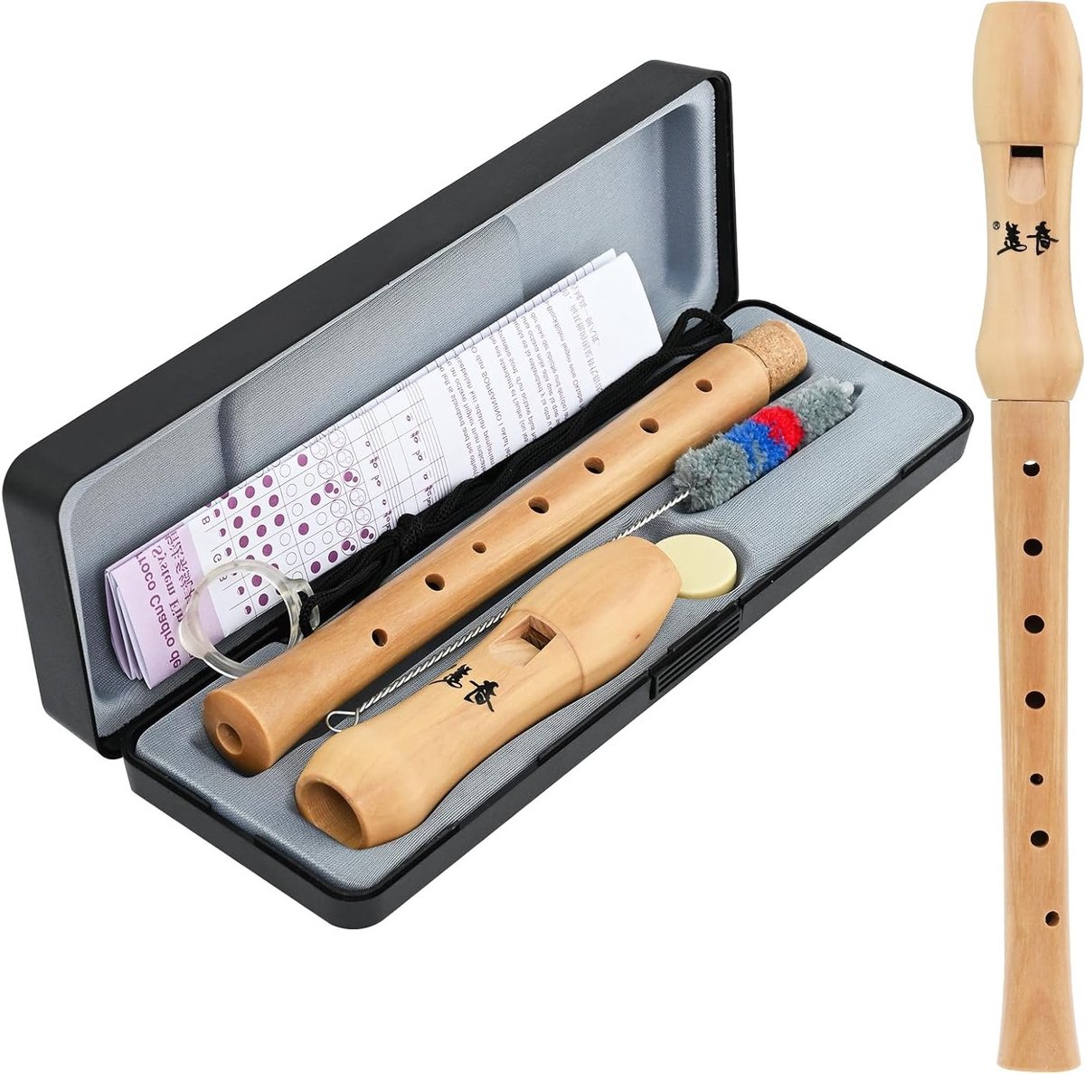 Sopranofluit van Hout met 8 Gaten, Inclusief Onderhoudsset, Geschikt voor Kinderen en Beginners, Ideaal voor Muziekles en Hobbyisten