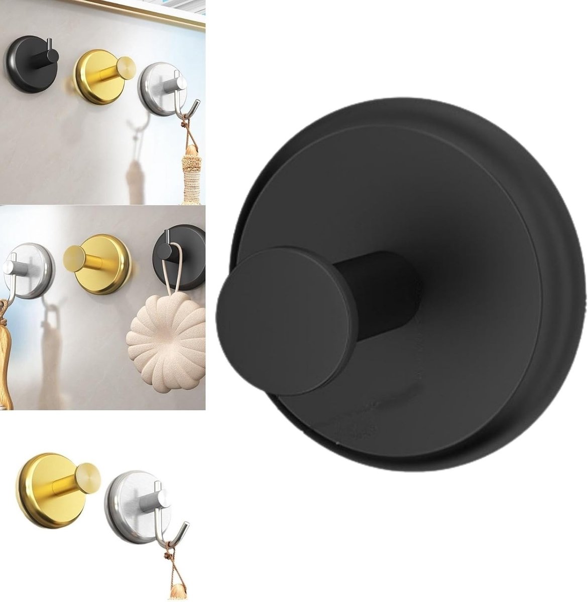 Zuinige zuignap haken voor badkamer, keuken en tegels - Waterdichte en roestvrije haken voor handdoeken, badjassen en accessoires - Ideaal voor gladde oppervlakken