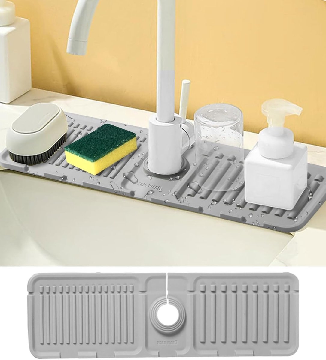 Keukenafvoer Splash Guard, 5° Hellende Siliconen Drainmat, Water Tap Mat voor Keuken en Badkamer