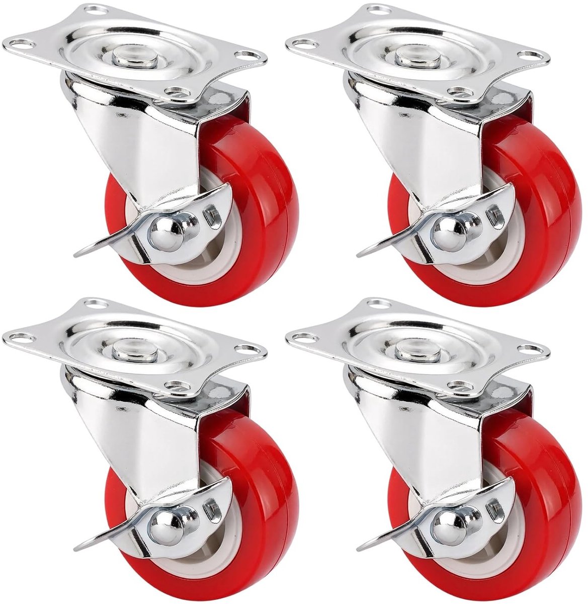 Zware meubelwielen 38 mm, set van 4 vaste wielen zonder rem, PU transportwielen tot 200 kg voor stabiele meubels en pallets