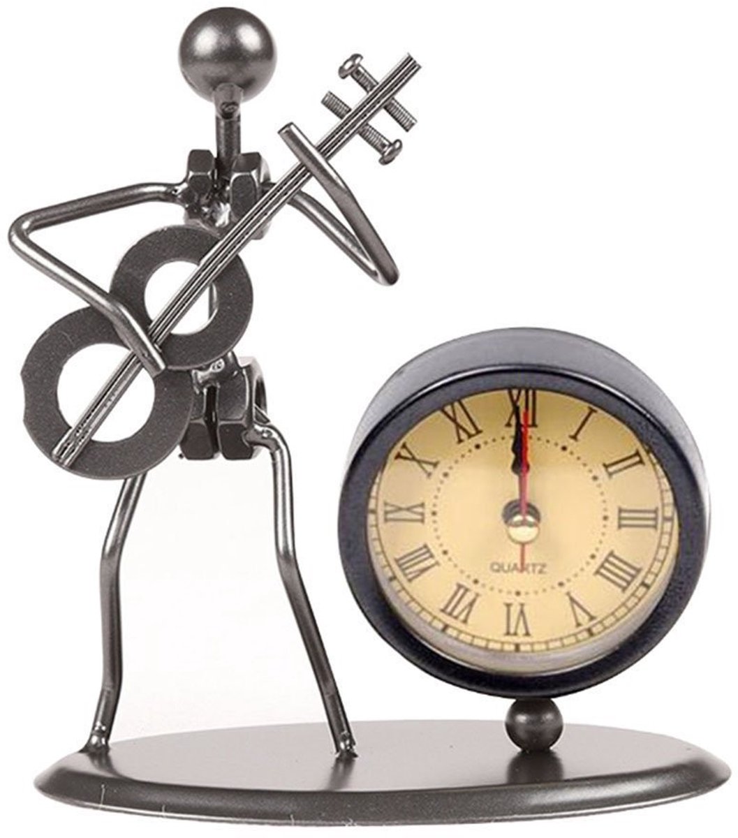 ONF3 - Desk Clock - Vintage Decoratie - Modern Stijl - Zwart - Quartz Klok - Perfect voor Thuis en Kantoor - C70 Guitar