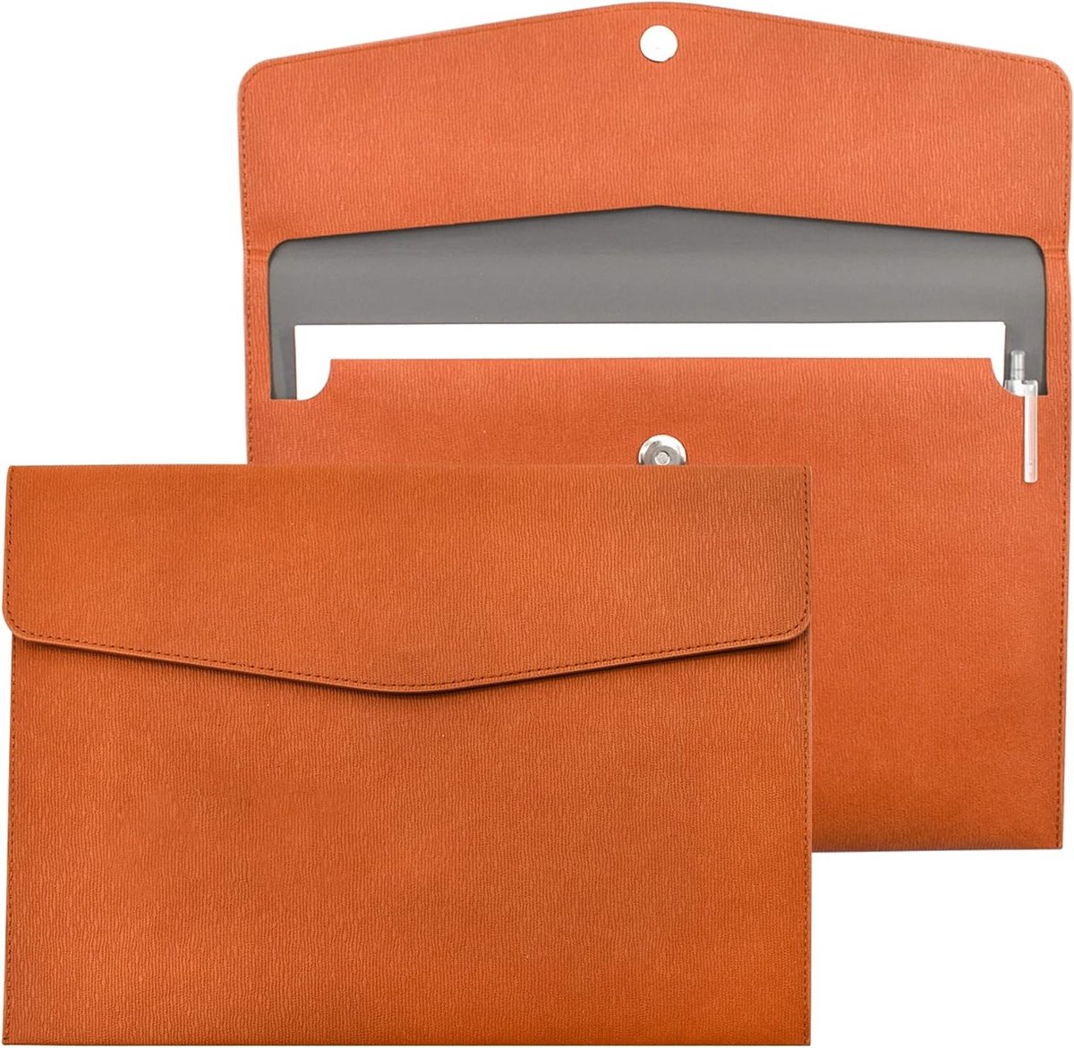 PU Leren Envelop Folders voor A4 Documenten - Document Organizer met Magnetische Sluiting en Portfolio Functie (Bruin)