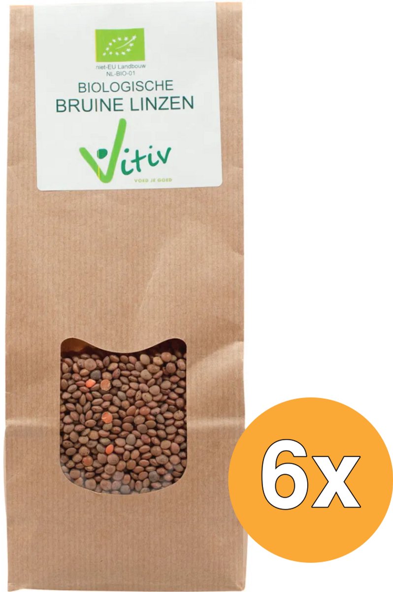 6x Vitiv Bruine Linzen Bio (500 gr)