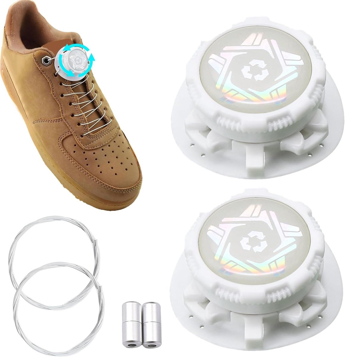 Snel loslaatbare veters, 2-pack automatische twistlock veters voor sneakers en sportschoenen (Wit) - Ideaal voor gemak en comfort