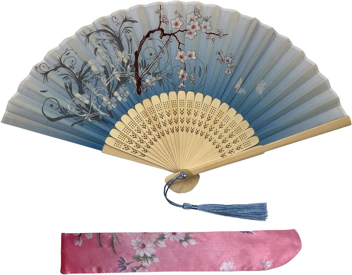 Handwaaier - Spaanse Handwaaier - Verkoeling Waaiers voor Zomerse Themperatuur - Waaier Festival - Chinese Waaier - Festival Waaier - Verkoelend - Handventilator - Tegen Opvliegers - 1 Stuk - lichte bluaw - van Imperatoris