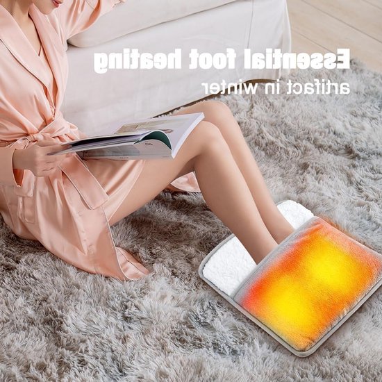 Winterse Elektrische Voetenwarmer, 30 x 30 cm Verwarmer voor Thuis en Kantoor, Wasbare Pluche Voetenzak voor Comfort en Warmte — afbeelding 5