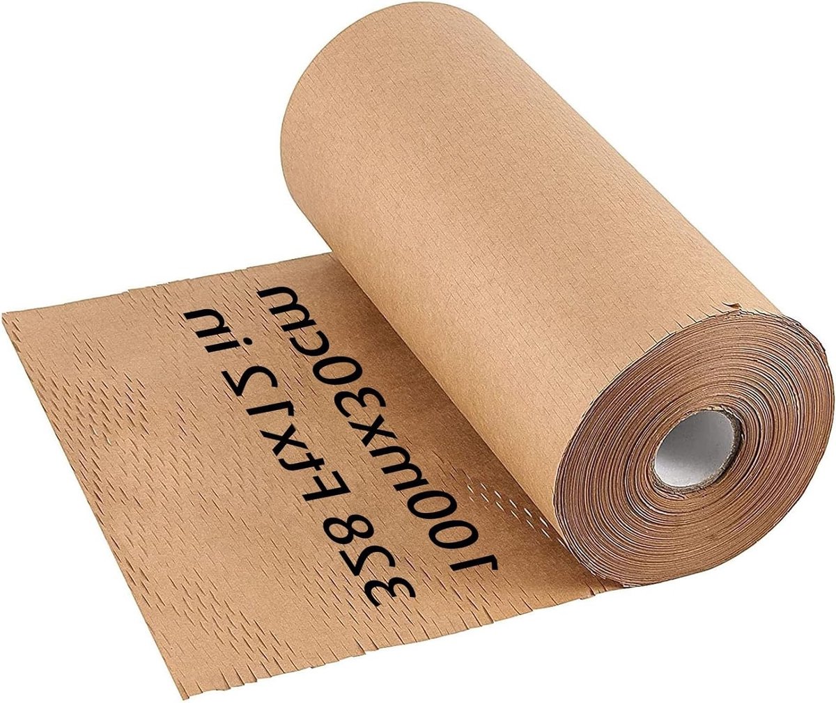 11.8 inch x 328 feet Honingraat Verpakkingspapier, Perforeerd Dempingspapier, Duurzaam Kraft Kussens voor Verpakking en Bescherming tijdens Verhuizingen