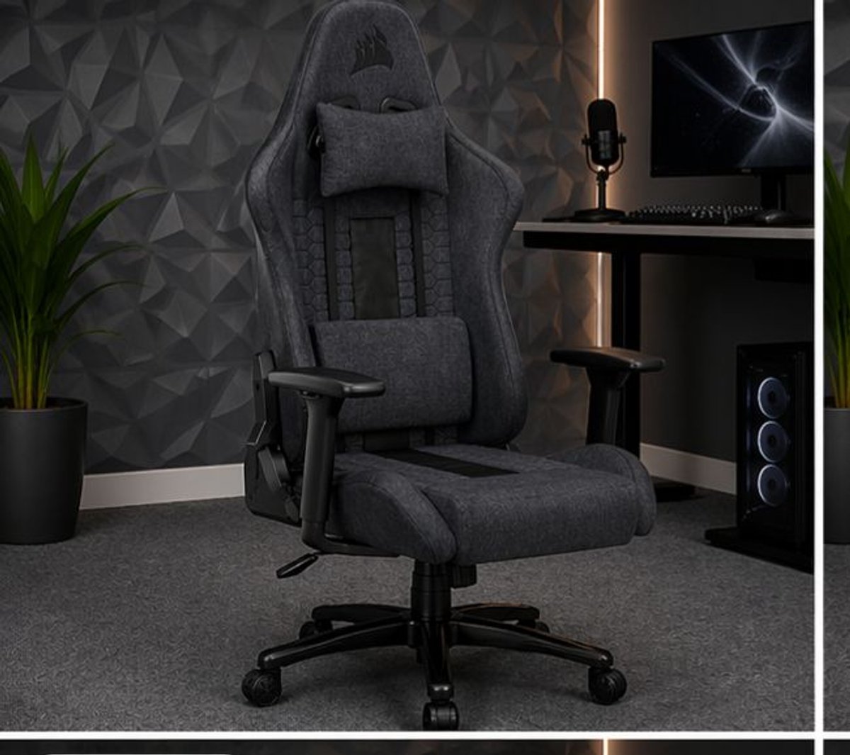Gaming stoel ergonomisch verstelbaar premium kunstleer met lendenkussen en nekkussen 50 x 38 x 84 cm zwart – Vermissen