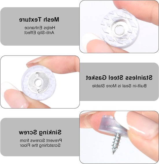 Ronde rubberen voetjes met schroeven - 36 stuks transparante rubberen stoppers voor meubels, bureaus en stoelen (17.5 x 6 mm) van Merkloos — afbeelding 2