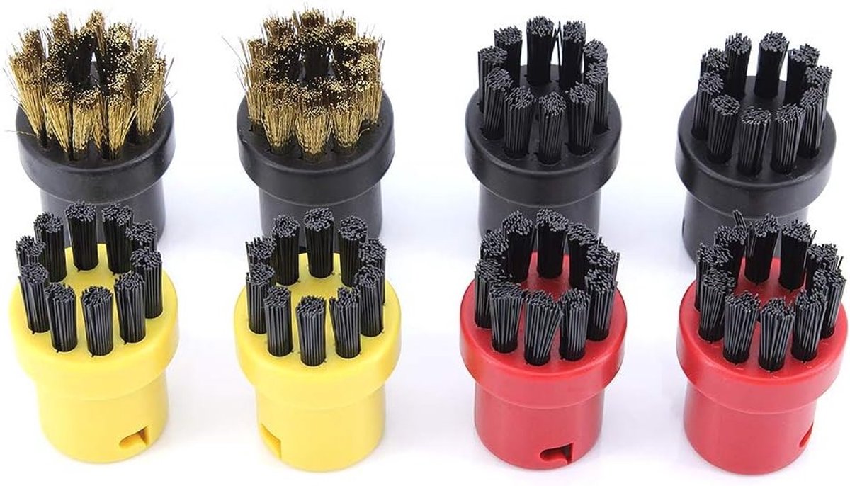 Set van 8 Ronde Borstels voor Stoomreiniging - Geschikt voor Diverse Stoomreinigers, Effectieve Reiniging en Accessoires