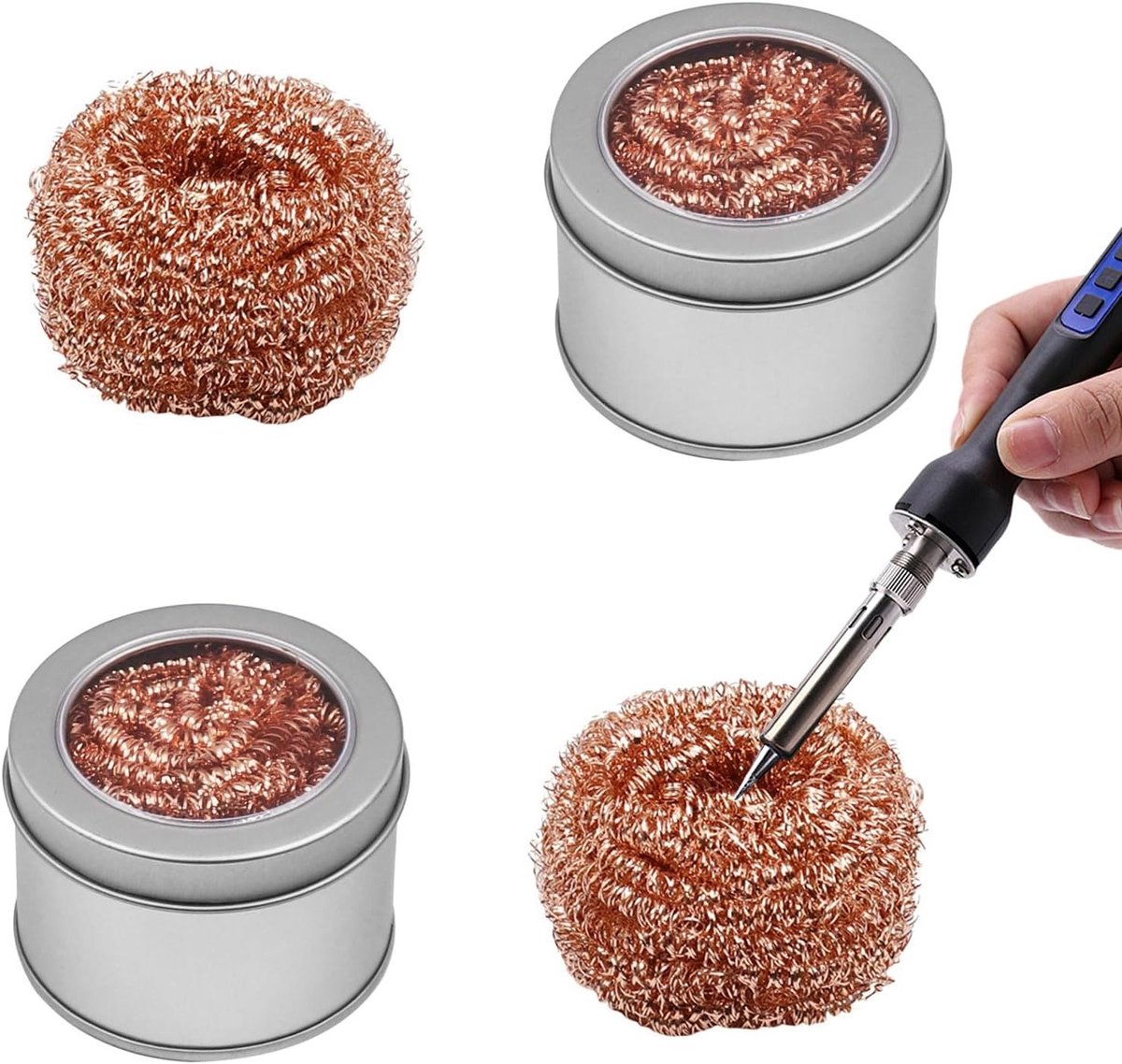 Soldering Tip Cleaners - 4 Pieces Soldering Sponge Accessories - Soldering Tools - Brass Soldering Tip Cleaner - Geschikt voor het Schoonmaken van Loodpunten en Solderingsijzers