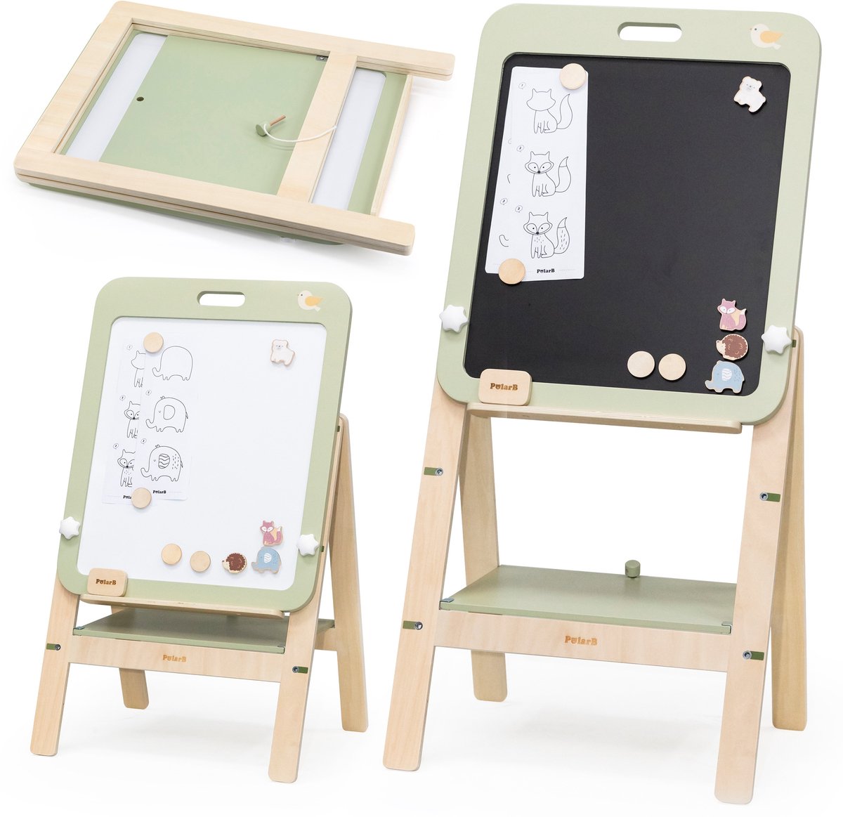 Viga Polarb groeiend houten magnetisch, droog uitwisbaar schoolbord - UNI